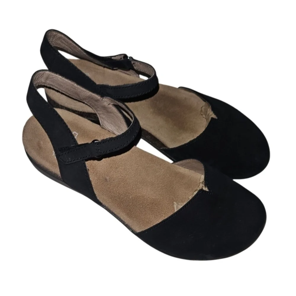 Dansko Rowan Close Toe Mary Jane Stappy Black Nubuck Leather Comfort shoes Sz 37 - Picture 2 of 8